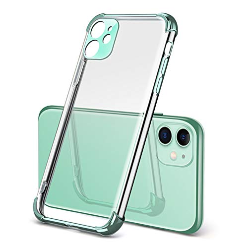 Oihxse Funda Transparente Compatible con iPhone 12 Pro MAX Carcasa Protection Anti-Golpes Anti-caída Cover con Brillantina Enchapado Clear Suave Silicona Gel TPU Bumper Case,Verde