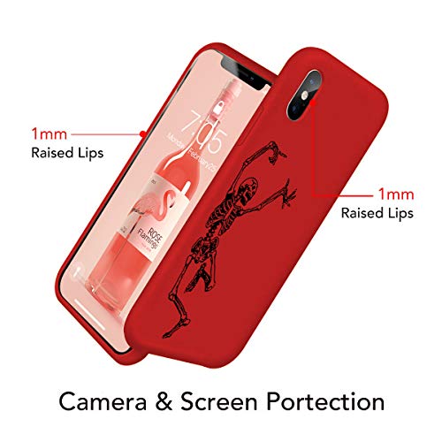 Oihxse Silicona Matorral TPU Case Compatible con Huawei Mate 20 Pro Funda Suave Protector Carcasa Ultra Delgada Moda Linda Patrón Anti-Rasguño Caso Bumper Cover(Rojo-Calavera)
