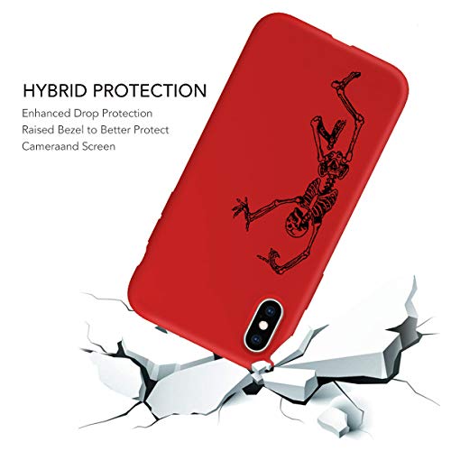 Oihxse Silicona Matorral TPU Case Compatible con Huawei Mate 20 Pro Funda Suave Protector Carcasa Ultra Delgada Moda Linda Patrón Anti-Rasguño Caso Bumper Cover(Rojo-Calavera)