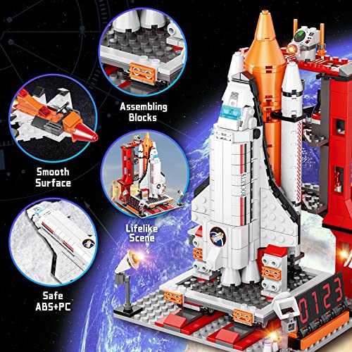 OKKIDY Transbordador Espacial, 855 Piezas Nave Espacial Juego de Construcción 11 en 1 Ciudad Cohete Espacial Juguete, Stem Astronauta Juego de rol para Niños de 6 8 9 10 11 12+ Niños Niñas