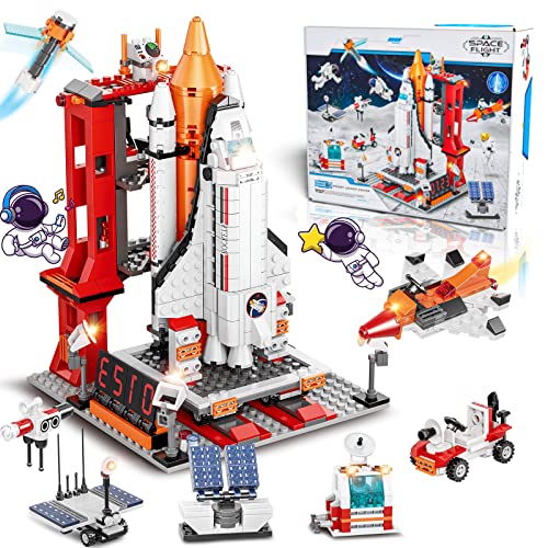 OKKIDY Transbordador Espacial, 855 Piezas Nave Espacial Juego de Construcción 11 en 1 Ciudad Cohete Espacial Juguete, Stem Astronauta Juego de rol para Niños de 6 8 9 10 11 12+ Niños Niñas