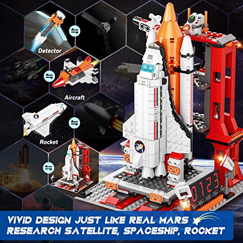 OKKIDY Transbordador Espacial, 855 Piezas Nave Espacial Juego de Construcción 11 en 1 Ciudad Cohete Espacial Juguete, Stem Astronauta Juego de rol para Niños de 6 8 9 10 11 12+ Niños Niñas