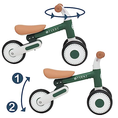 Olmitos - Bici sin Pedales de Equilibrio Infantil 1 a 2 años Teeny - Bicicleta Iniciación Plegable 2 Alturas, Muy Ligera y Robusta- 2 Ruedas Delanteras, sillín Blando, Manillar Antideslizante