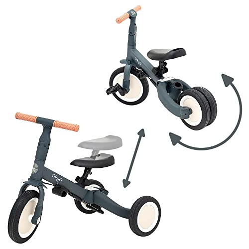 Olmitos - Triciclo Evolutivo de Bebé 5 en 1 GYRO - Bicicleta Niños Desde 1 Año hasta 5 años - De Triciclo a Bicicleta con o sin Pedales – Adaptable y transformable (Gris)