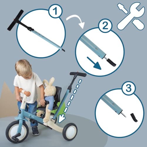 Olmitos - Triciclo Evolutivo de Bebé 5 en 1 GYRO - Bicicleta Niños Desde 1 Año hasta 5 años - De Triciclo a Bicicleta con o sin Pedales – Adaptable y transformable (Gris)