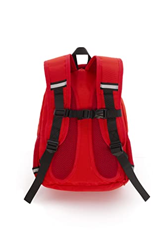 OLUFSENkids- MOCHILA Escolar con ESTUCHE a juego- Para Niñas y Niños de 5, 6 y 7 Años - Tejido Anti Rasgaduras - Repele el Agua - Compartimento para Tablet y PC - Respaldo y Hombreras Acolchadas- Rojo