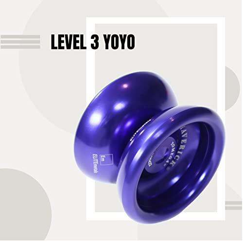 Omega Maverick Yoyo Profesional de Aluminio para niños y Principiantes con rodamiento de Bolas de tamaño C para Trucos avanzados y Retorno de Respuesta + 2 Cuerdas adicionales