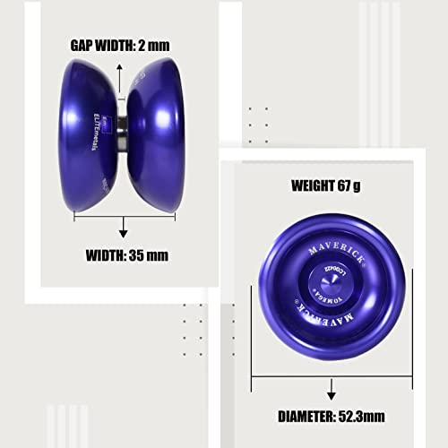 Omega Maverick Yoyo Profesional de Aluminio para niños y Principiantes con rodamiento de Bolas de tamaño C para Trucos avanzados y Retorno de Respuesta + 2 Cuerdas adicionales