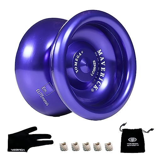 Omega Maverick Yoyo Profesional de Aluminio para niños y Principiantes con rodamiento de Bolas de tamaño C para Trucos avanzados y Retorno de Respuesta + 2 Cuerdas adicionales