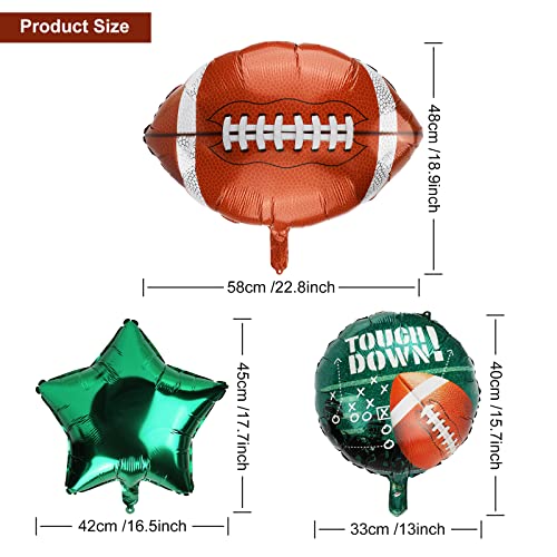 OOTSR 6 Balón de Fútbol Americano Grande, American Football decoración para Fiesta Competencia Juego Picnic, Globos de Papel de Rugby y Estrellas con Pegamento y Cinta, Verde, 26″*20″