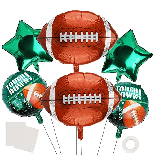 OOTSR 6 Balón de Fútbol Americano Grande, American Football decoración para Fiesta Competencia Juego Picnic, Globos de Papel de Rugby y Estrellas con Pegamento y Cinta, Verde, 26″*20″