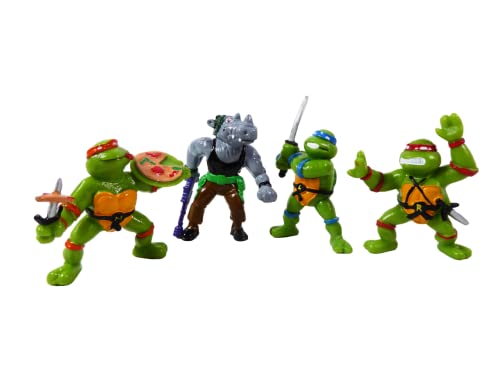 OPO 10 Rocksteady - Juego de 4 figuras de tortugas ninja y rinoceronte (6 cm)