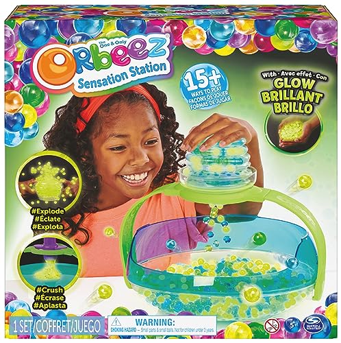 Orbeez - 2000 Perlas DE Agua NO TÓXICAS - Bolas de Gel Que Brillan en la Oscuridad - con 6 Herramientas y Almacenamiento - Juguetes Sensoriales - 6065144 - Juguetes Niños 5 Años +