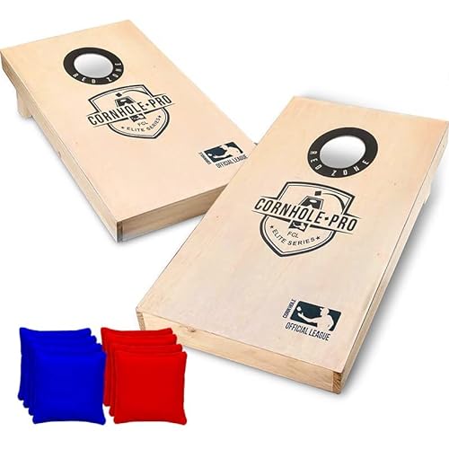 Original Cornhole Official Pro | Juego de Cornhole Americano | Dimensiones Oficiales | 100% Madera | 2 Tableros + 8 Bolsas + 1 Cubierta Protectora | Juegos de Playa y Exteriores | OriginalCup