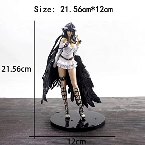 Overlord Albedo Figura de Acción Vestido de Novia con Diseño de Bola de Flores Blanco puro Diablo Anime Figurilla Modelo PVC Estatua Juguete Overlord Anime Fans Modelo Adornos Coleccionable-21,5 cm