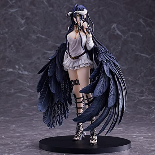 Overlord Albedo Figura de Acción Vestido de Novia con Diseño de Bola de Flores Blanco puro Diablo Anime Figurilla Modelo PVC Estatua Juguete Overlord Anime Fans Modelo Adornos Coleccionable-21,5 cm