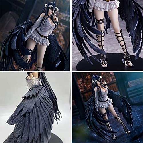 Overlord Albedo Figura de Acción Vestido de Novia con Diseño de Bola de Flores Blanco puro Diablo Anime Figurilla Modelo PVC Estatua Juguete Overlord Anime Fans Modelo Adornos Coleccionable-21,5 cm