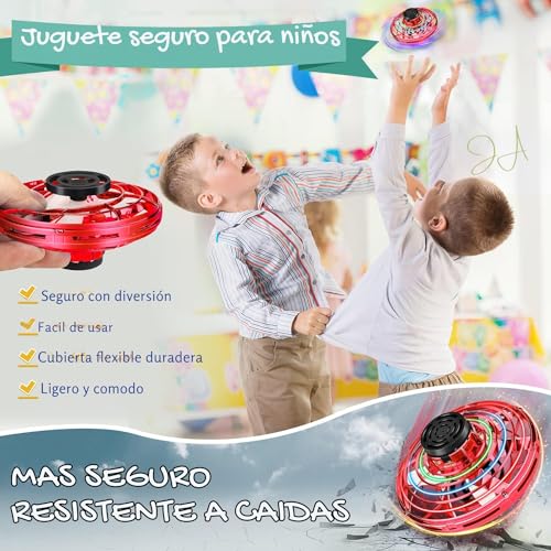 OvniDrone Bola Voladora Boomerang Magica Niños Juguetes, Mini UFO Drone Fly Ball Pro Controlada a Mano, 360 ° de Rotación y Luces LED RGB, Flying Spinner Voladora para Interior Exterior Niños y Adulto