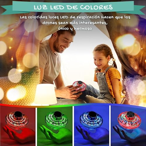 OvniDrone Bola Voladora Boomerang Magica Niños Juguetes, Mini UFO Drone Fly Ball Pro Controlada a Mano, 360 ° de Rotación y Luces LED RGB, Flying Spinner Voladora para Interior Exterior Niños y Adulto