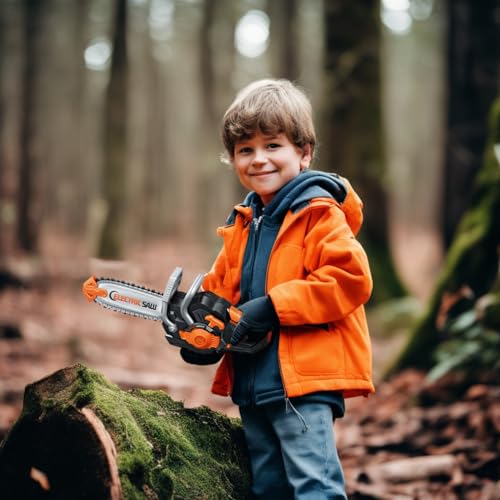 Pairez Toys Motosierra de juguete para niños, juego de herramientas de juego de 19 piezas, motosierra eléctrica con sonidos realistas, regalos de cumpleaños para niños y niñas edades 3 4 5+