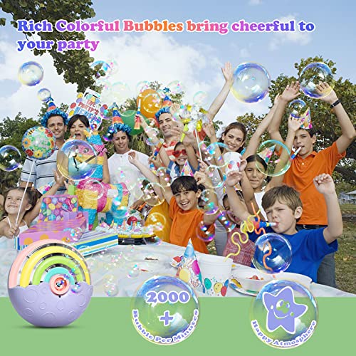 Panamalar Máquina de Burbujas Portátil Niños, Kit de Juguete Automático Hacer 2000+ Burbujas por Minuto con 2 Soluciones para Interior Exteriores Bodas Fiestas