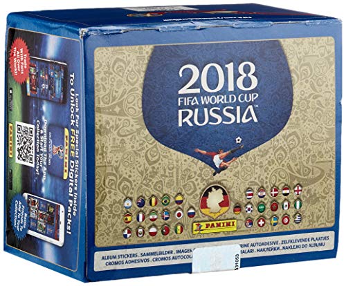 Panini - Mundial Rusia 2018 Caja con 100 Sobres - Versión importada de Alemania [Los números de los cromos de la versión importada Pueden no coincidir con el álbum de la versión española]