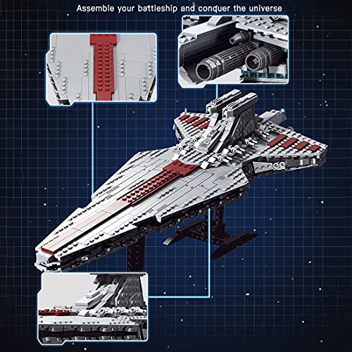 PANQI Modelo de Crucero de Ataque de la República Estelar 878 Piezas Space Wars Sci-Fi Style UCS Republic Attack Cruiser Kit de construcción Compatible con Lego Star Wars