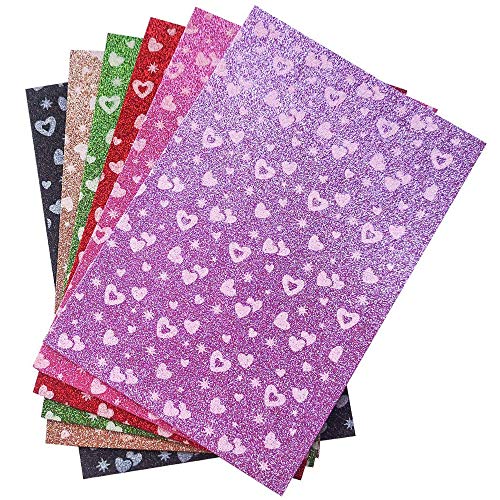 PAPEL GOMA EVA STARPLAST - Pack 6 unidades, varios diseños, 20x30 cm, tamaño A4, para decorar, diseñar y hacer manualidades, líneas y puntos - MODELO 2 GOMA EVA PURPURINA