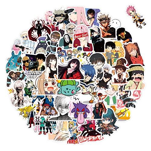 Paquete de 50 pegatinas de anime clásicas mixtas para botellas de agua, portátil, monopatín,Anime Stickers Mixed Pack,Classic Japanese Style for Kids Teens Decals Laptop