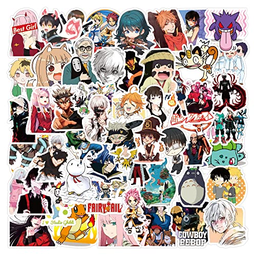 Paquete de 50 pegatinas de anime clásicas mixtas para botellas de agua, portátil, monopatín,Anime Stickers Mixed Pack,Classic Japanese Style for Kids Teens Decals Laptop