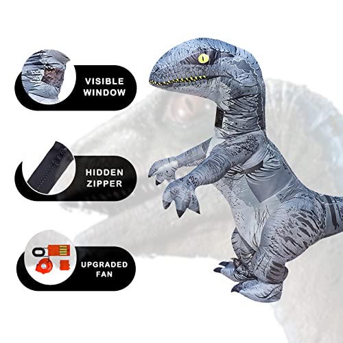 PARAYOYO Disfraz Hinchable de Dinosaurio Velociraptor, para Adulto, Halloween