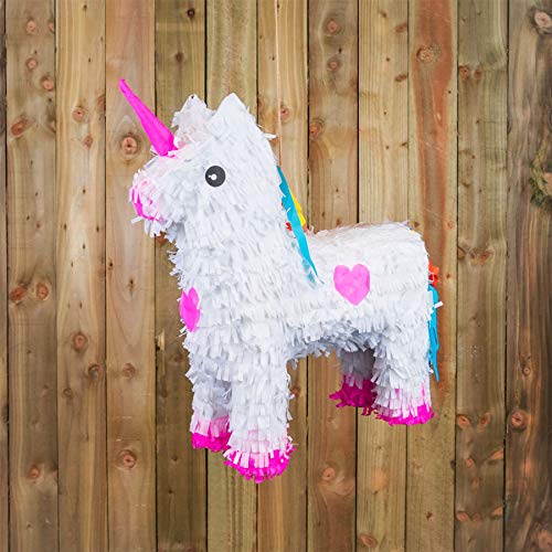 Patata de fax Unicornio Piñata Conjunto con el palillo y los Ojos vendados - 43 x 13 x 55cm - Blanco