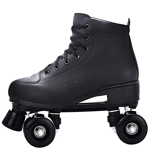 Patines 4 Ruedas, Patines Paralelos con Ruedas Luminosas, Top Alto Clásico PatinesSobreRuedas para Adulto, Niñas, Niños y Principiante（Tamaño 37-43） (36, Negro)