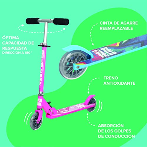 Patinete de 2 Dos Ruedas Plegable - Altura Ajustable - Aluminio Monopatín con PU Ruedas - Scooter para Ciudad Niños 5-14 Años (Morado)