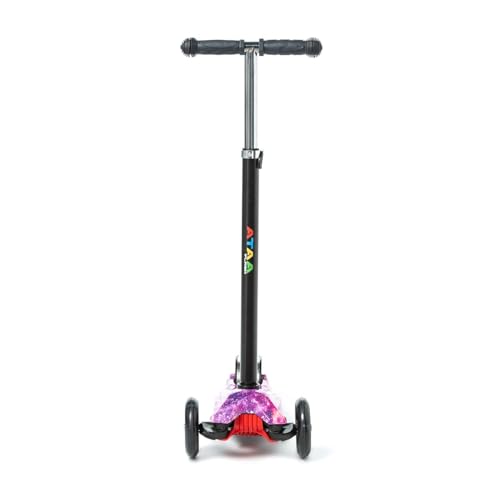 Patinete de 3 Ruedas ATAA Flash - Rosa - Patinete para niños de 3 Ruedas, Patinete Infantil con Luces, Patinete de 3 Ruedas con Manillar Ajustable, Giro por Gravedad, de 2 a 9 años