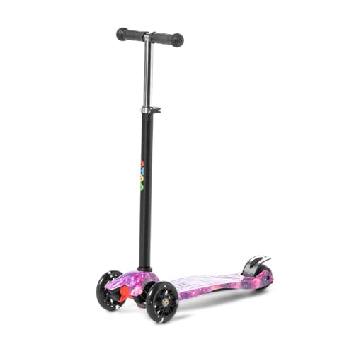 Patinete de 3 Ruedas ATAA Flash - Rosa - Patinete para niños de 3 Ruedas, Patinete Infantil con Luces, Patinete de 3 Ruedas con Manillar Ajustable, Giro por Gravedad, de 2 a 9 años