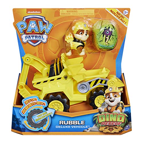 Patrulla Canina - Excavadora Deluxe Rubble Dino Rescue con ACELERACIÓN + - Coche Deluxe Dino Rescue con ACELERACIÓN + Figura Zuma