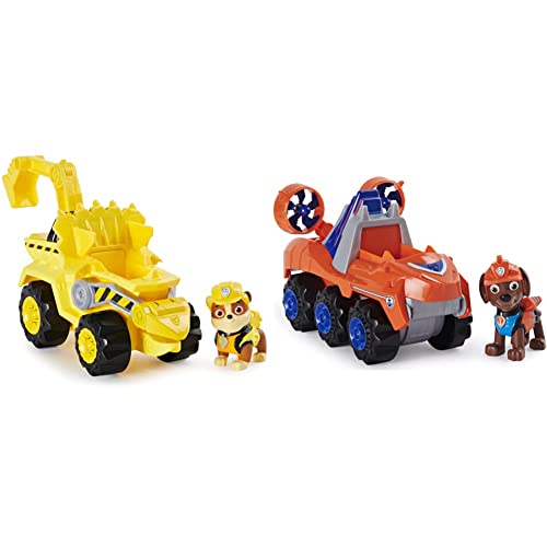 Patrulla Canina - Excavadora Deluxe Rubble Dino Rescue con ACELERACIÓN + - Coche Deluxe Dino Rescue con ACELERACIÓN + Figura Zuma