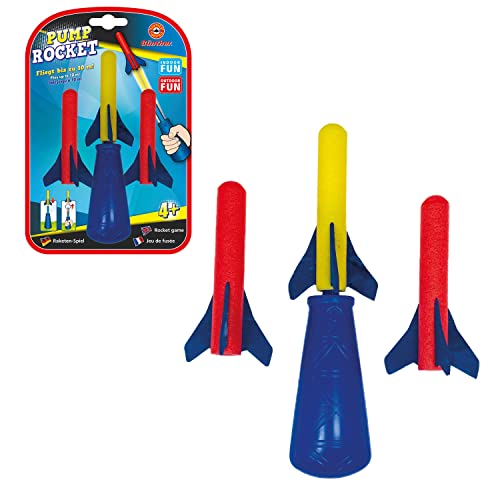 Paul Günther 1557 1557 Mini HandPump Rocket - Juego de Cohetes de Mano (Incluye 3 espumas de Espuma), diseño de Cohetes Volando hasta 10 Metros, para niños a Partir de 4 años, Multicolor