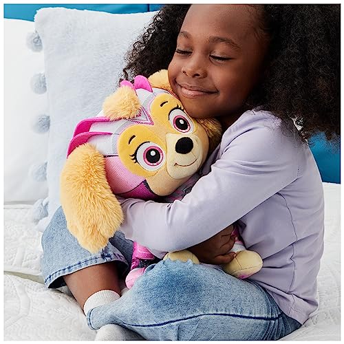 Paw Patrol: La película Mighty Skye de peluche de superhéroe de 30 cm con uniforme de purpurina y capa, juguete para niños pequeños