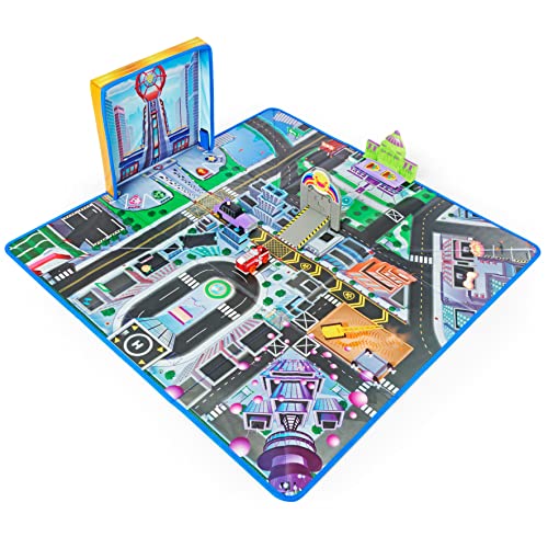 Paw Patrol, True Metal Adventure City - Juego de Alfombrillas de Juego con 2 Autos de Juguete exclusivos (Exclusivo de Amazon), Escala 1:55, Juguetes para niños a Partir de 3 años