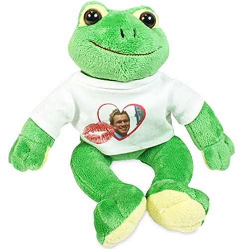 Peluche de Rana con personalización de Foto - Peluche de Rana Verde con Camisa Blanca para Personalizar - Peluche de Rana para Personalizar