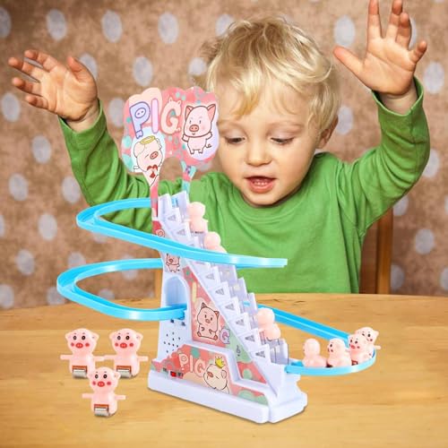 Penguin Climbing Stairs Toys | Roller Coaster Playset,Animal Stair Climbing Toys,Animal Playful Roller Coaster Playset,Slide Rollercoaster Toys for Kids Christmas Birthday Gift