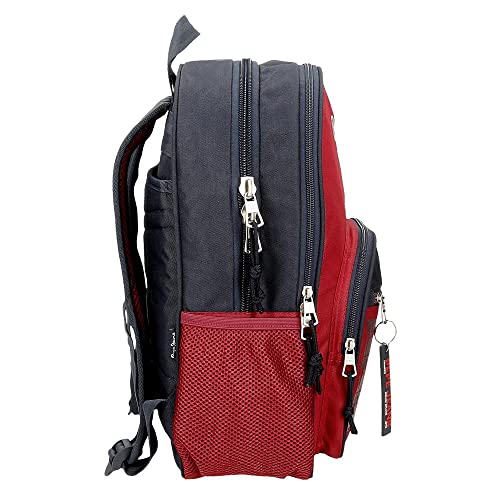 Pepe Jeans Clark Mochila Escolar Doble Compartimento Adaptable a Carro Rojo 30x40x13 cms Poliéster 15,6L