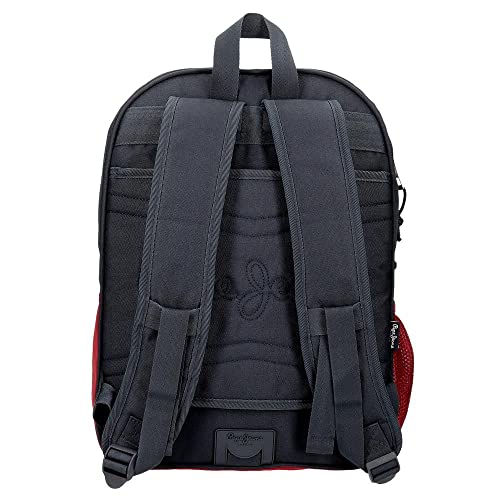 Pepe Jeans Clark Mochila Escolar Doble Compartimento Adaptable a Carro Rojo 30x40x13 cms Poliéster 15,6L