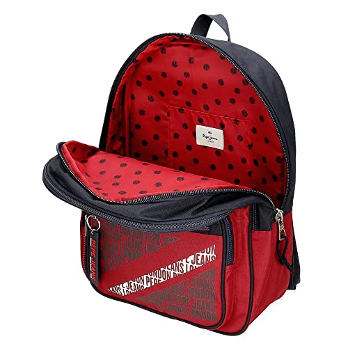 Pepe Jeans Clark Mochila Escolar Doble Compartimento Adaptable a Carro Rojo 30x40x13 cms Poliéster 15,6L