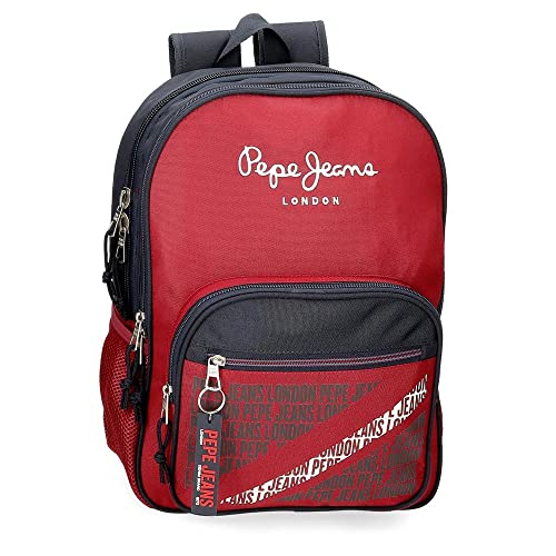 Pepe Jeans Clark Mochila Escolar Doble Compartimento Adaptable a Carro Rojo 30x40x13 cms Poliéster 15,6L