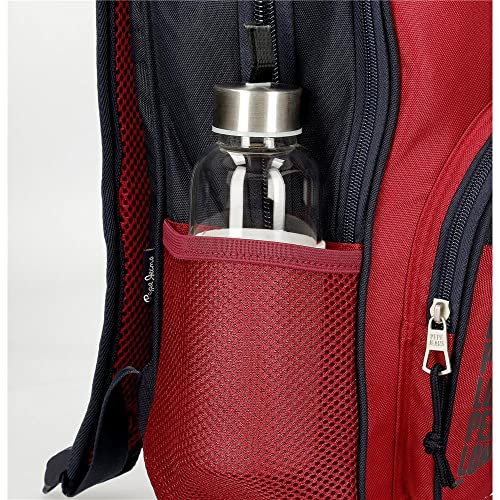 Pepe Jeans Clark Mochila Escolar Doble Compartimento Adaptable a Carro Rojo 30x40x13 cms Poliéster 15,6L