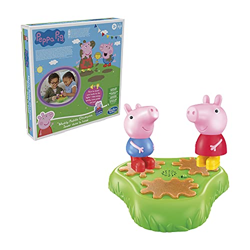 Peppa Pig Muddy Puddle Champion Board Game for Kids Ages 3 and Up, Preschool Game for 1-2 Players, Multicolor