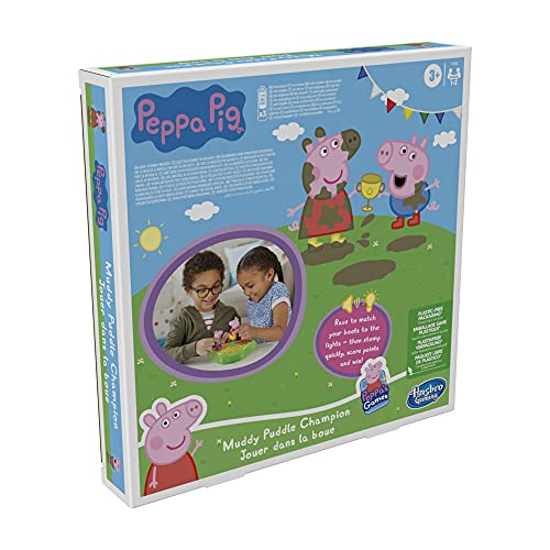 Peppa Pig Muddy Puddle Champion Board Game for Kids Ages 3 and Up, Preschool Game for 1-2 Players, Multicolor